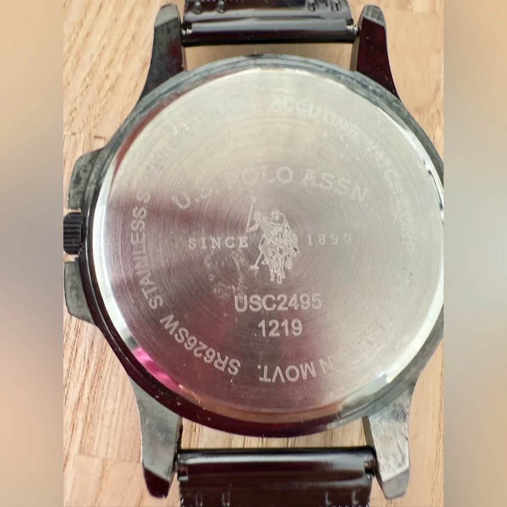 U.S. polo assoc. mens gunmetal gray diamond watch NEW BATTERY